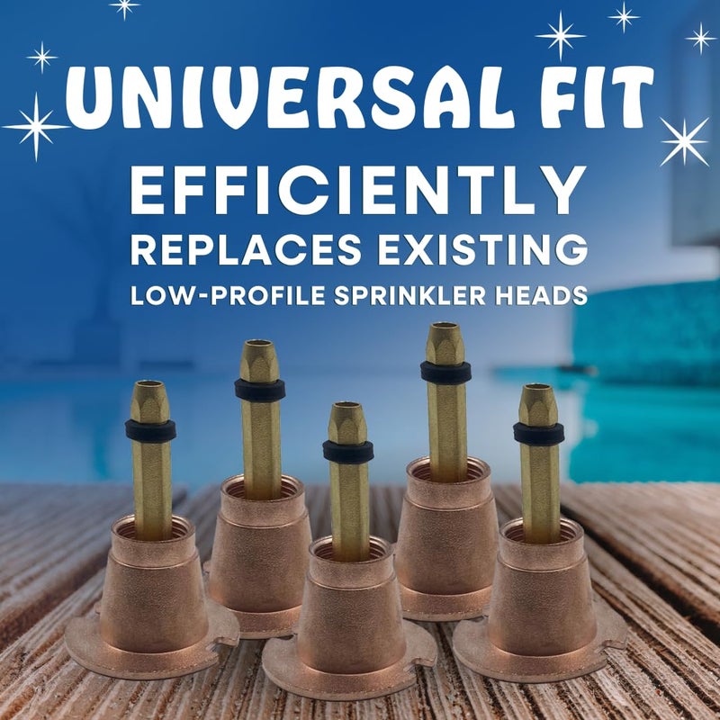 Poolzilla (5 Pack) Brass Pop-Up Flush Head Sprinkler with Full Pattern Spray Nozzle - Compatible with Flush Heads from Orbit, Champion and Other Major Brands - 1-Â½â€™â€™ Inch Pop-Up Height - Image 5