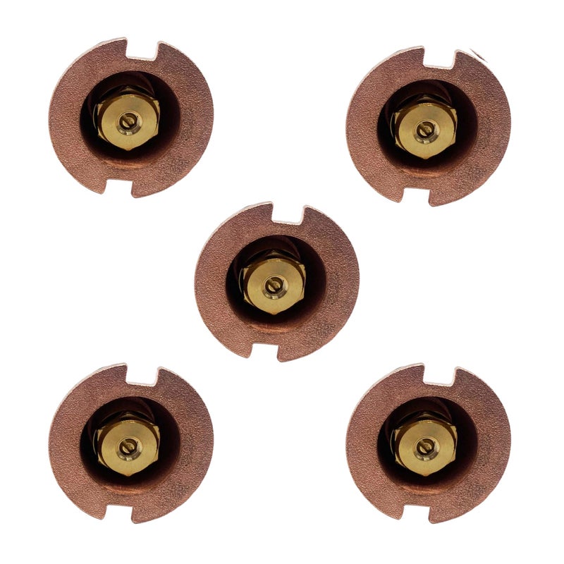 Poolzilla (5 Pack) Brass Pop-Up Flush Head Sprinkler with Full Pattern Spray Nozzle - Compatible with Flush Heads from Orbit, Champion and Other Major Brands - 1-Â½â€™â€™ Inch Pop-Up Height - Image 1