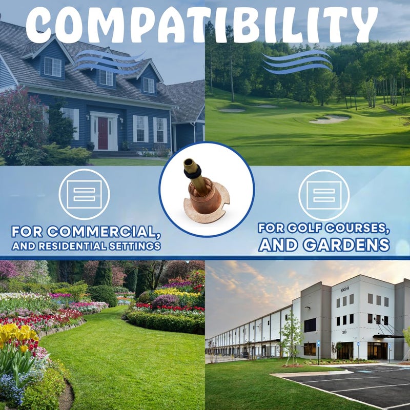 Poolzilla (5 Pack) Brass Pop-Up Flush Head Sprinkler with Full Pattern Spray Nozzle - Compatible with Flush Heads from Orbit, Champion and Other Major Brands - 1-Â½â€™â€™ Inch Pop-Up Height - Image 3