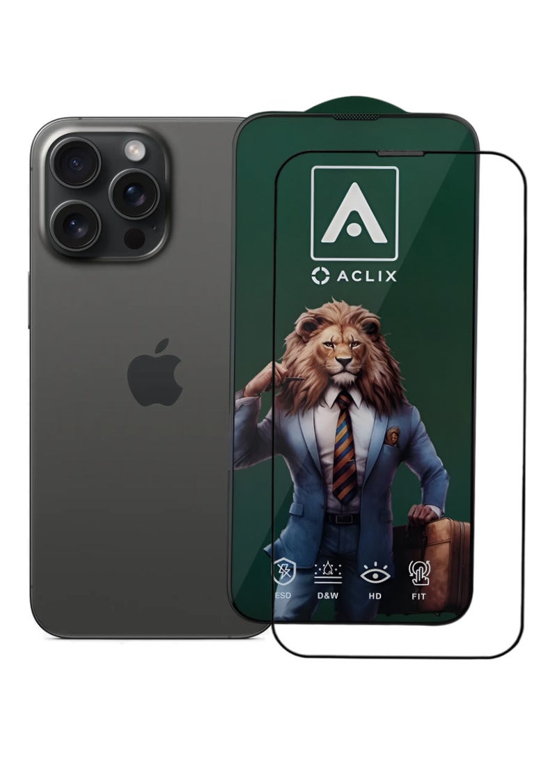 ACLIX Antistatic ESD Dustproof Premium Quality High Definition Tempered Glass Screen Protector Designed For  iPhone 15 Pro - Image 1