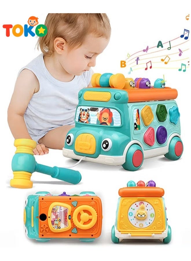 توكو لعبة حافلة الطرق والجر للأطفال | لعبة تعليمية بمطرقة الجرذان | أنشطة حركية بعجلات | هدية لعمر 1-3 سنوات | لعبة بلاستيكية آمنة - Image 1