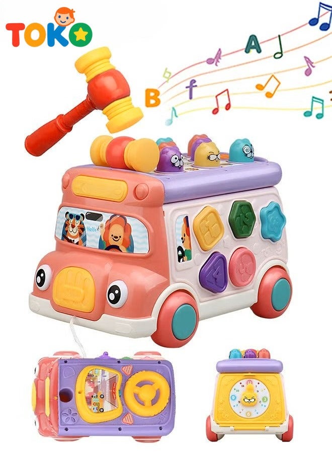 توكو لعبة حافلة الطرق والجر للأطفال | لعبة تعليمية بمطرقة الجرذان | أنشطة حركية بعجلات | هدية لعمر 1-3 سنوات | لعبة بلاستيكية آمنة - Image 2