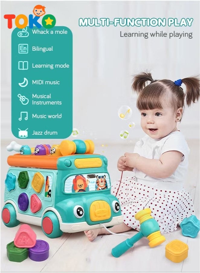 توكو لعبة حافلة الطرق والجر للأطفال | لعبة تعليمية بمطرقة الجرذان | أنشطة حركية بعجلات | هدية لعمر 1-3 سنوات | لعبة بلاستيكية آمنة - Image 5