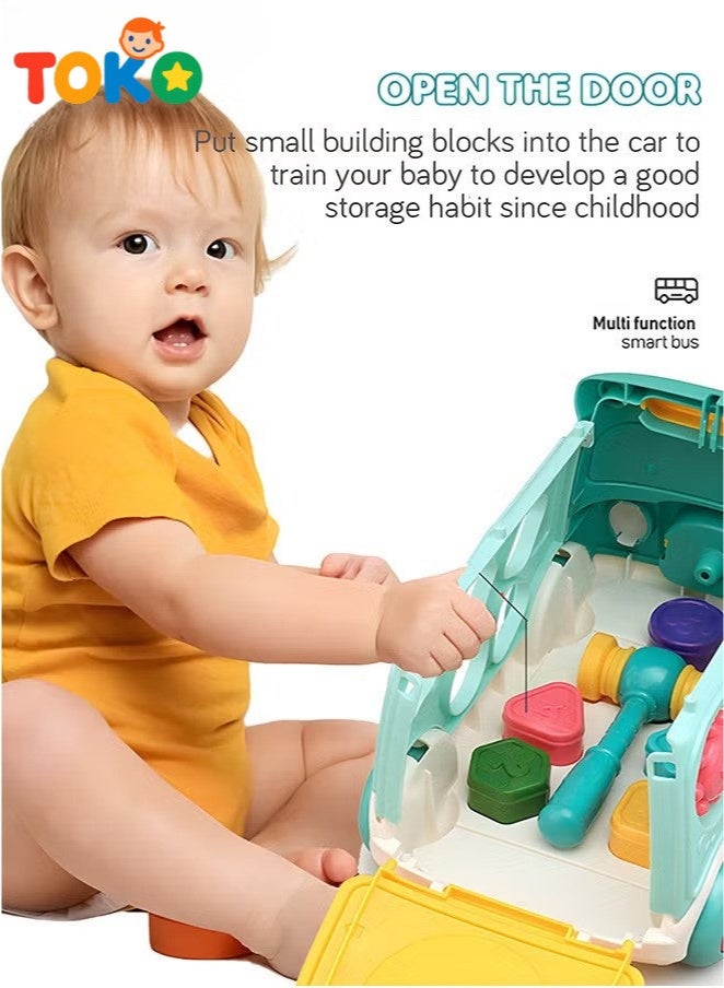 توكو لعبة حافلة الطرق والجر للأطفال | لعبة تعليمية بمطرقة الجرذان | أنشطة حركية بعجلات | هدية لعمر 1-3 سنوات | لعبة بلاستيكية آمنة - Image 4