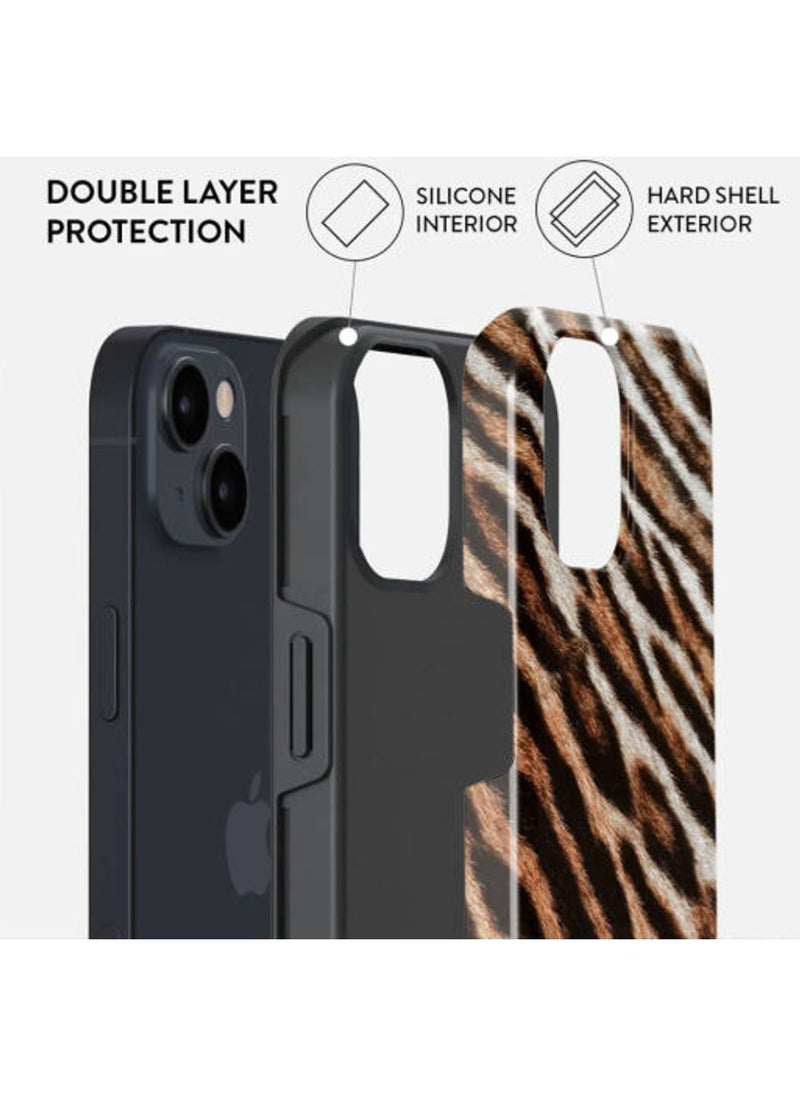 BURGA - iPhone 15 Case, 2 Piece Hard Shell + TPU Silicone Interior, Shock Absorption, All Port Accessible, Raised Bezel For Screen & Camera Protection, Never Fading HQ Print,Wildcat - Image 1