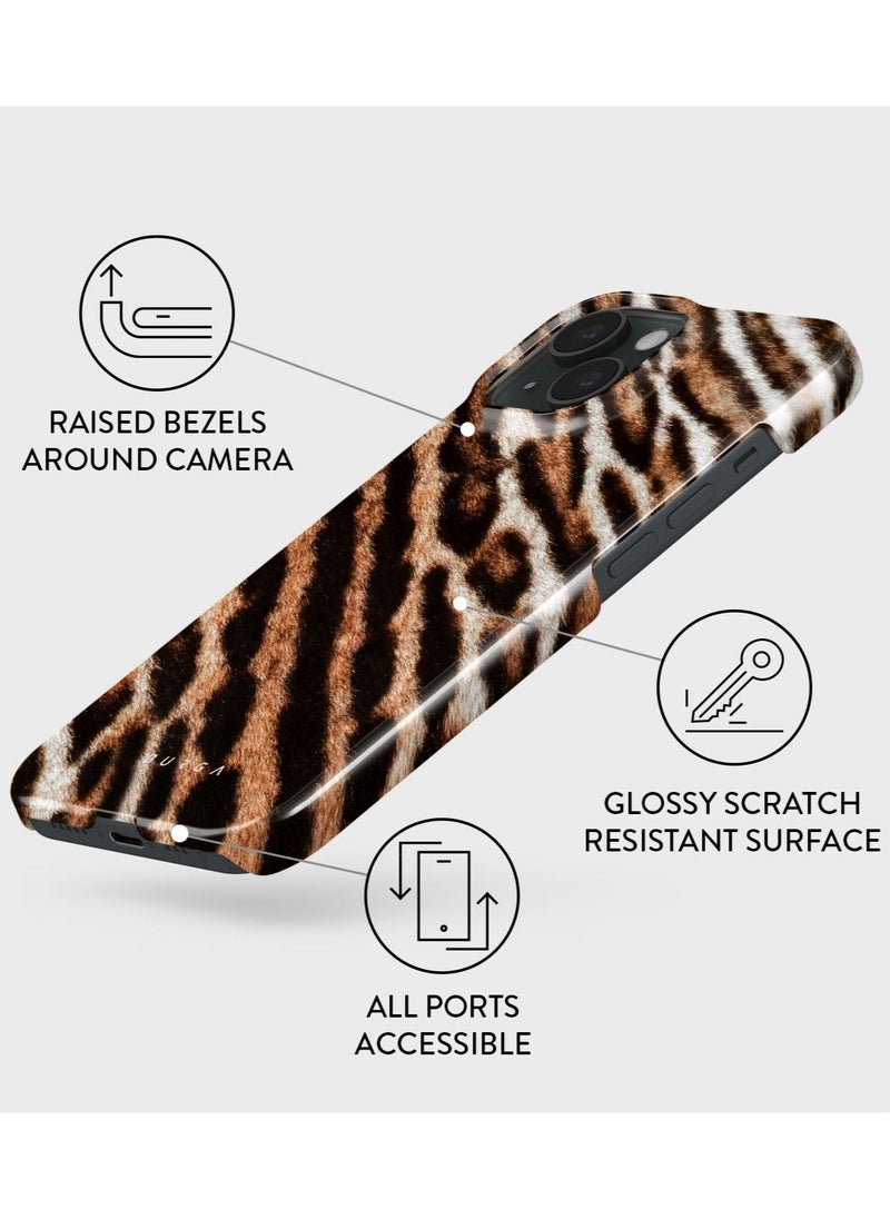 BURGA - iPhone 15 Case, 2 Piece Hard Shell + TPU Silicone Interior, Shock Absorption, All Port Accessible, Raised Bezel For Screen & Camera Protection, Never Fading HQ Print,Wildcat - Image 1