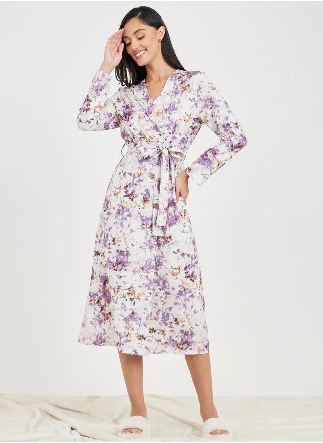 ستايلي Pack of 2 - AOP Cami Slip Dress and Robe Set