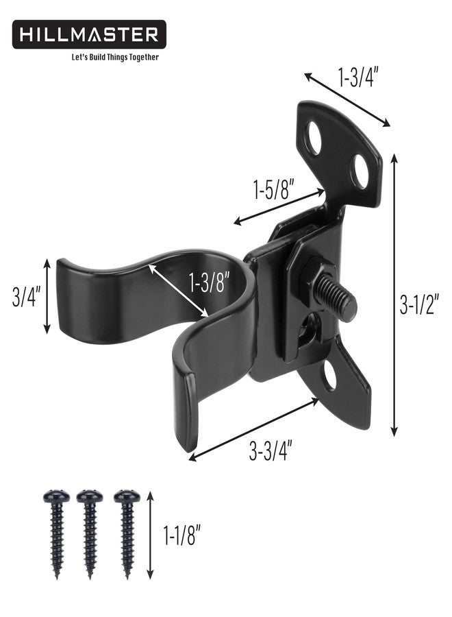 HILLMASTER 1-3/8" Flat Back Wall Mount Chain Link Fork Latch, Black Gate Fork Latch with Padlock Hole,Fence Latch Lock with Screws,Bolts,Gate Hardware Gate Latches for Outdoor Wooden Gates, 1 Pack - Image 2