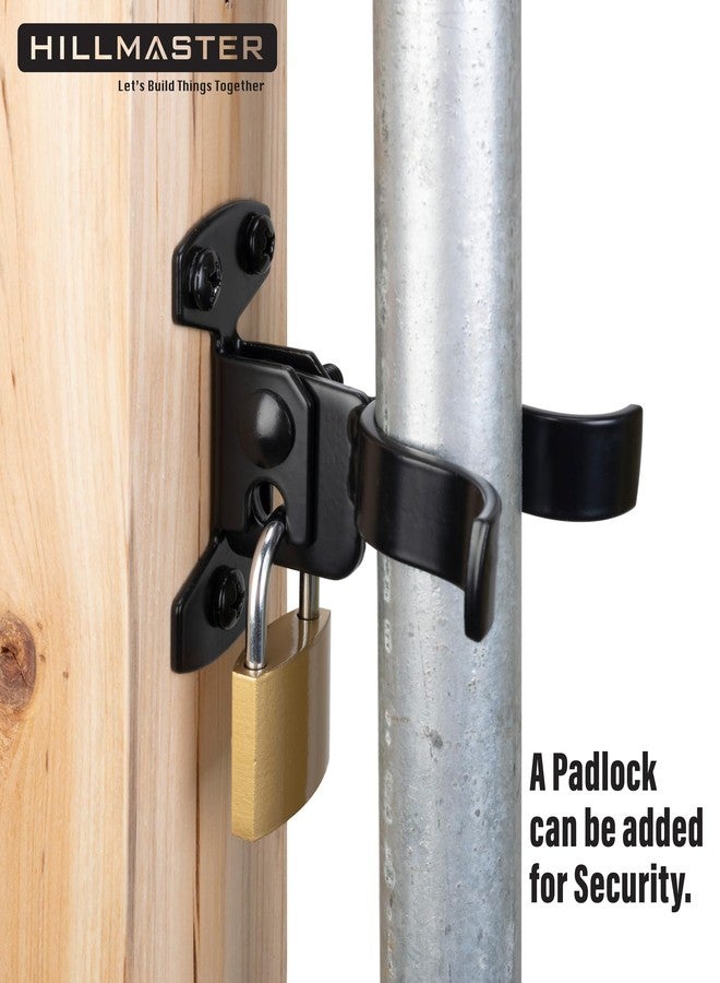 HILLMASTER 1-3/8" Flat Back Wall Mount Chain Link Fork Latch, Black Gate Fork Latch with Padlock Hole,Fence Latch Lock with Screws,Bolts,Gate Hardware Gate Latches for Outdoor Wooden Gates, 1 Pack - Image 3