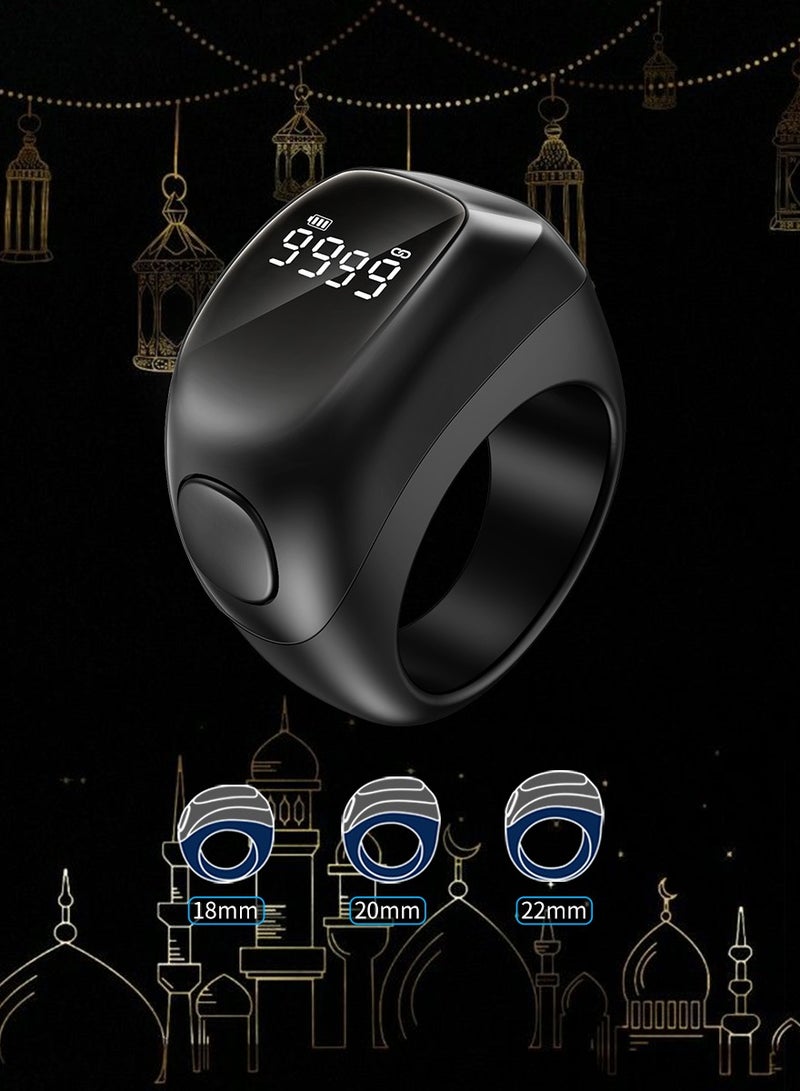 Smart Digital Tasbih Zikr Ring Improved, Muslim Prayer Tasbih Ring, Prayer Timing Reminder, OLED Display Tasbeeh Counter with 3 Sizes(18 20 22mm) - Image 1