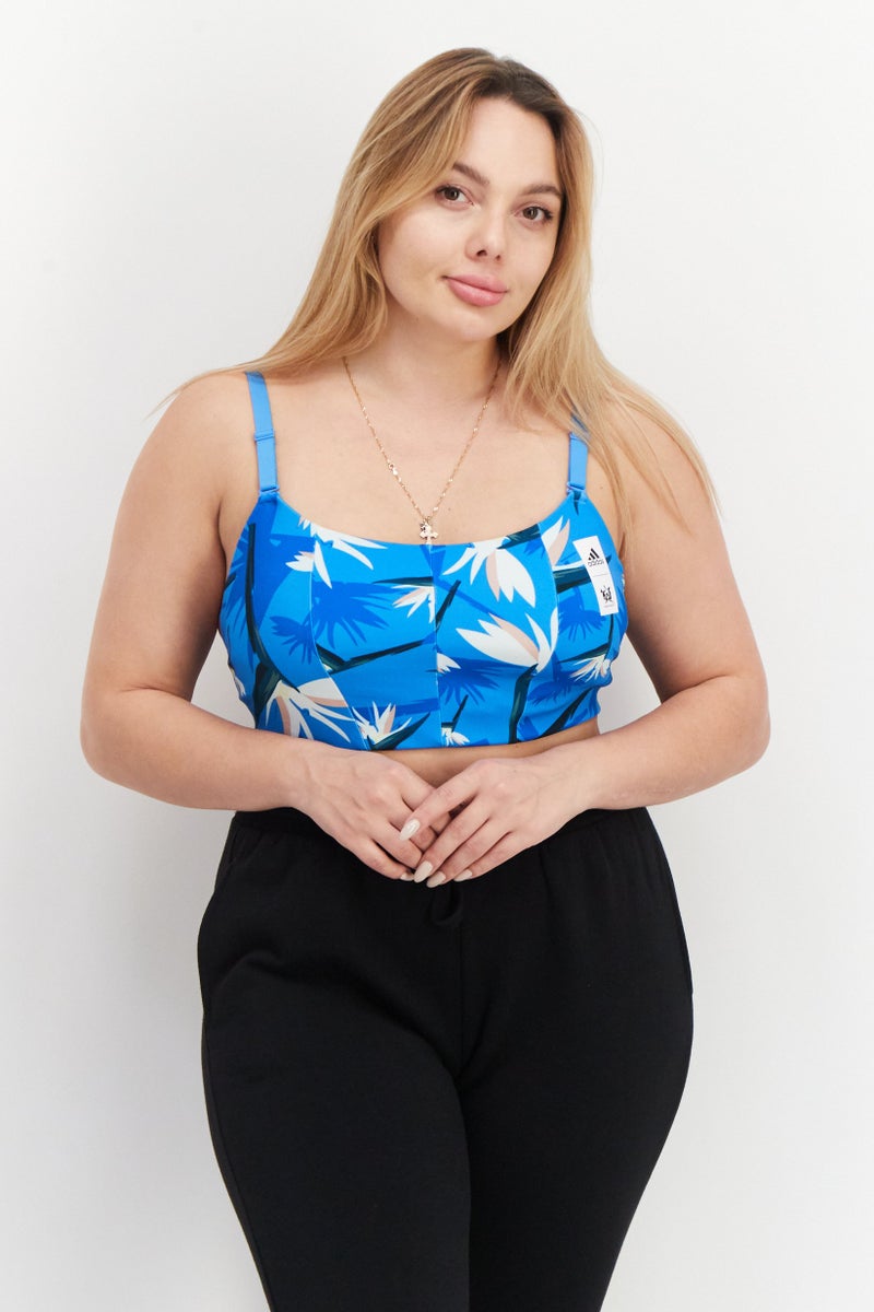 Adidas Women Sportswear Fit Lightly Padded Sports Bra, Blue Combo - Image 1