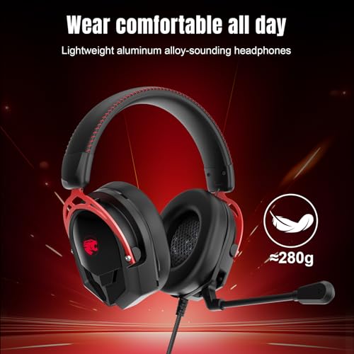 IMYB A88 Gaming Headset with Mic for Ps5, Pc, Xbox One Series X/s, Ps4, Switch, Stereo Wired Noise Cancelling Headphones with Microphone for Computer, Laptop, Mac, Nintendo, Games (Red) - Image 2