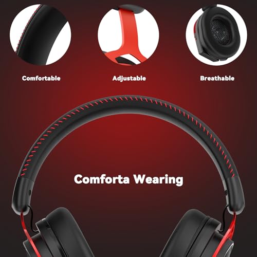 IMYB A88 Gaming Headset with Mic for Ps5, Pc, Xbox One Series X/s, Ps4, Switch, Stereo Wired Noise Cancelling Headphones with Microphone for Computer, Laptop, Mac, Nintendo, Games (Red) - Image 5