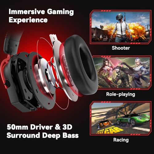 IMYB A88 Gaming Headset with Mic for Ps5, Pc, Xbox One Series X/s, Ps4, Switch, Stereo Wired Noise Cancelling Headphones with Microphone for Computer, Laptop, Mac, Nintendo, Games (Red) - Image 3