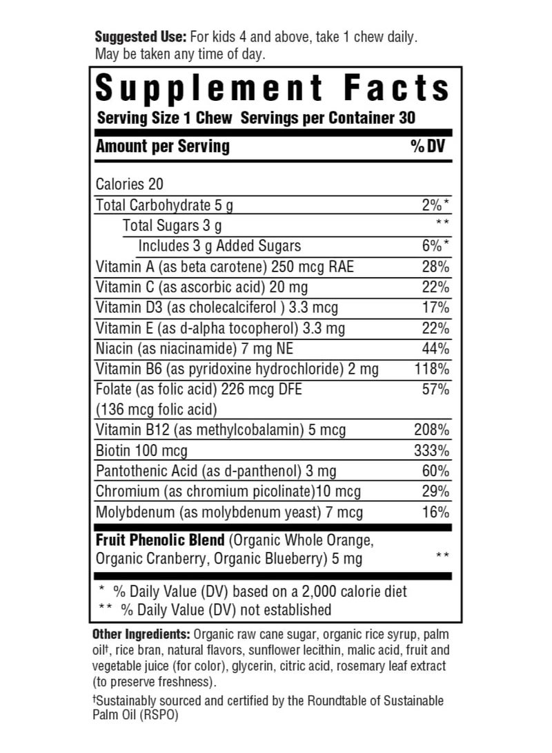 MegaFood Kids One Daily Multivitamin | With Nutrients Plus Real Food | Individually Wrapped Soft Chews - Grape Flavored with Other Natural Flavors - Dietary Supplement, 30 Chews | 30 Servings - Image 3
