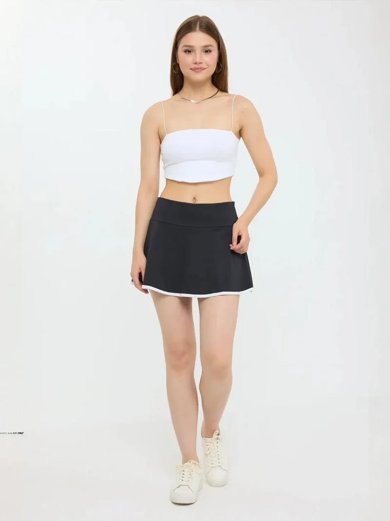 زوبعة تنورة نسائية متوسطة الارتفاع منسوجة بخصر مطاطي