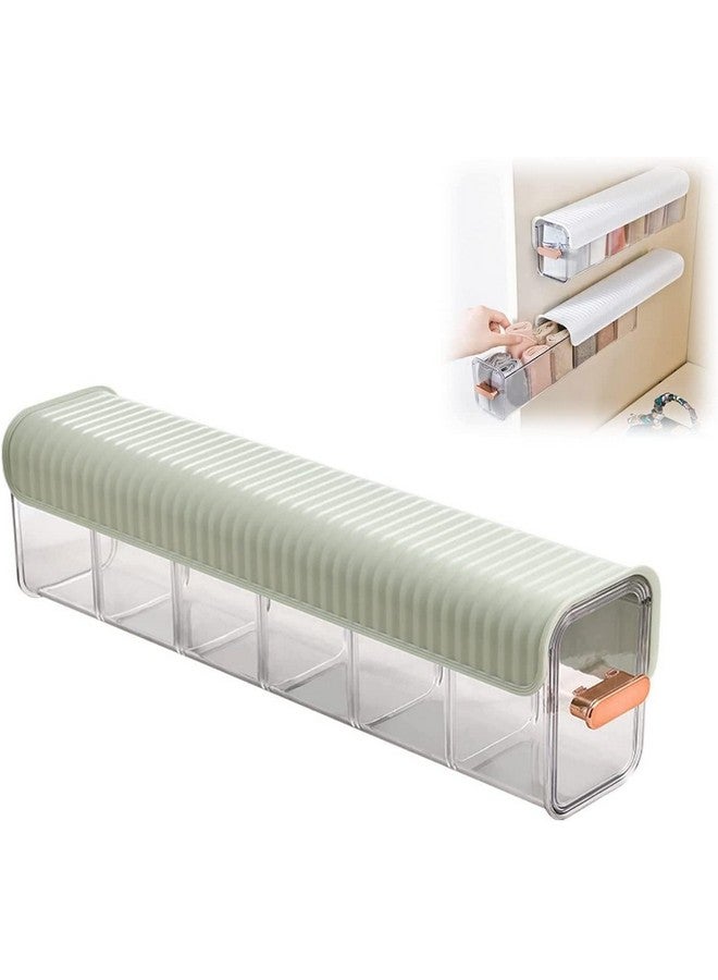 House of Quirk Underwear Acrylic Clothing Organizer Divider, Wall Mount 6 Cell Drawer Storage Boxes For Lingerie, Socks, Ties, Spices Organization And Storage (Light Green) - Image 1