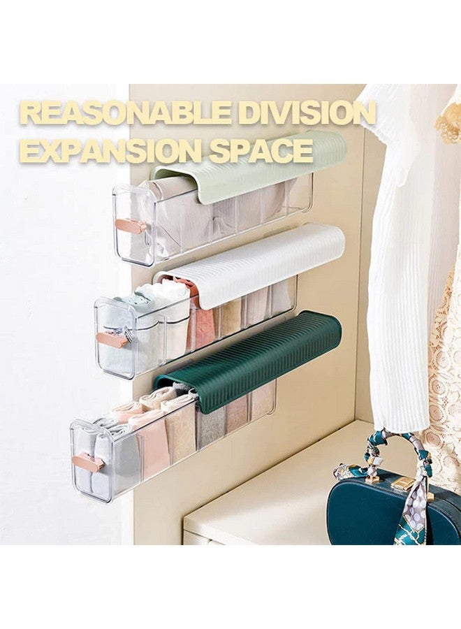 House of Quirk Underwear Acrylic Clothing Organizer Divider, Wall Mount 6 Cell Drawer Storage Boxes For Lingerie, Socks, Ties, Spices Organization And Storage (Light Green) - Image 4