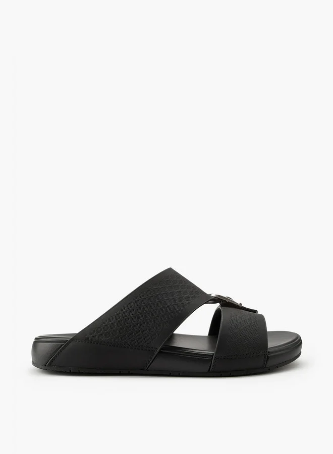 دوتشيني Men's Buckle Accent Arabic Slip-On Sandals