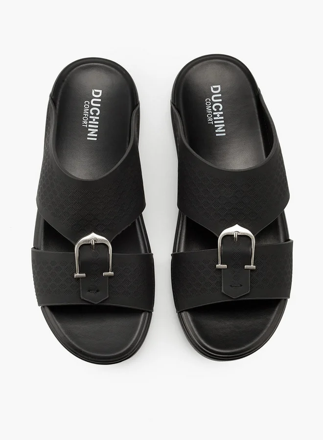 دوتشيني Men's Buckle Accent Arabic Slip-On Sandals