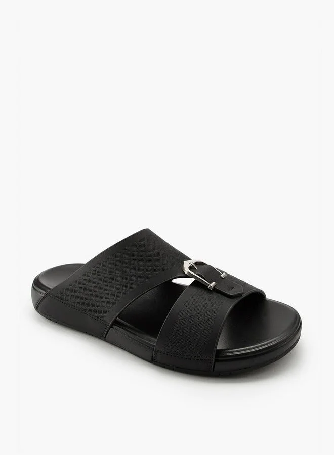 DUCHINI Men's Buckle Accent Arabic Slip-On Sandals