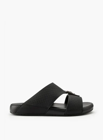 DUCHINI Men's Buckle Accent Arabic Slip-On Sandals