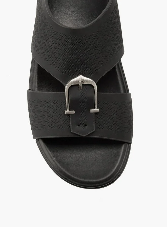 DUCHINI Men's Buckle Accent Arabic Slip-On Sandals