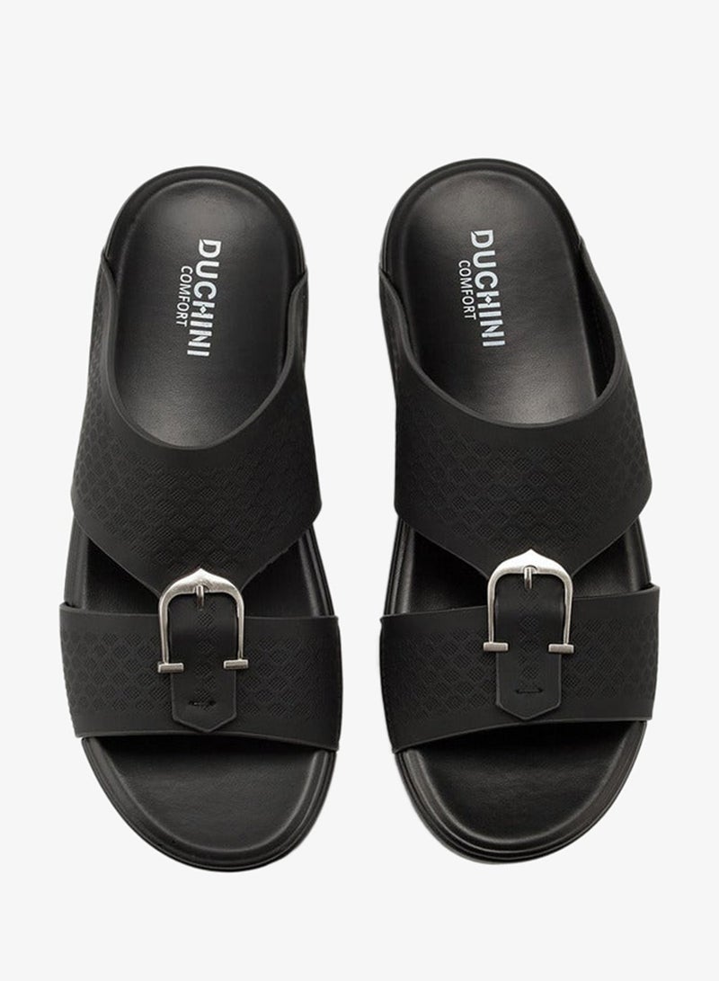 DUCHINI Men's Buckle Accent Arabic Slip-On Sandals - Image 1