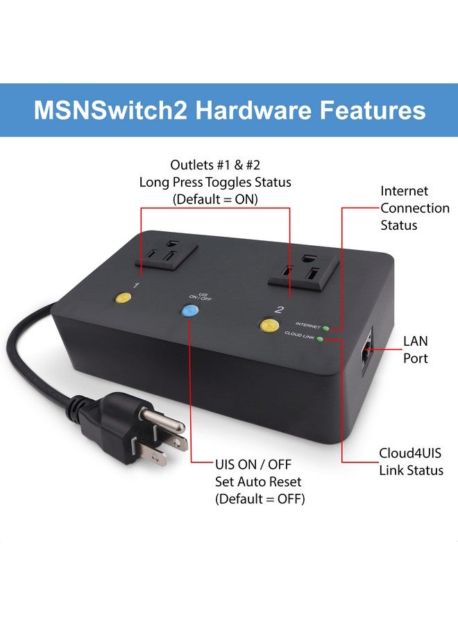 Proxicast MSNSwitch2 Internet Enabled IP Remote Power Switch with Reboot - Control via Smartphone App, Cloud Service, Web Browser, API, Skype or Google Chat - 2 Independent AC Power Outlets (Model UIS-722b) - Image 5