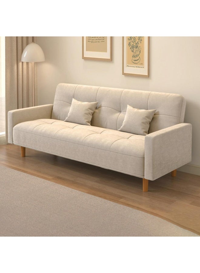 Zayn comforts Small Size Wooden Frame Scandinavian Sofa With Cotton And Linen Upholstery And Square Arm 150 X 60 X 73 Cm Beige - Image 2