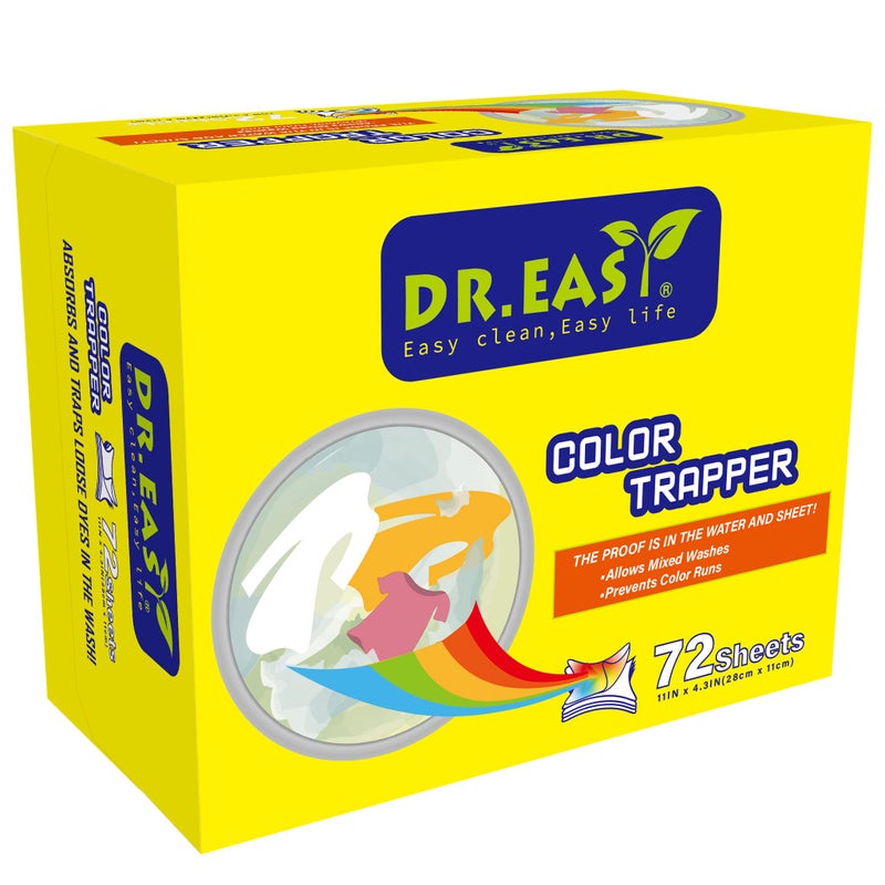 DR. EASY Unscented Color Catcher Sheets, 72 Count, Special Pores Texture, Dye & Fluorescent Remover, Safe for Dryer, Compatible with All Washers & HE, Non-Toxic, All Skin Types - Image 1