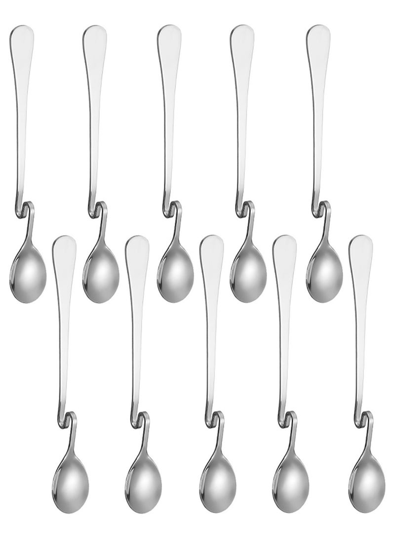 NUACOS Coffee Spoons, 10 Pieces Latte Macchiato Spoon Tea Spoons Stainless Steel Espresso Spoon Honey Spoon Long Drink Spoon with Kink for Home Office Cafe Travel - Image 1