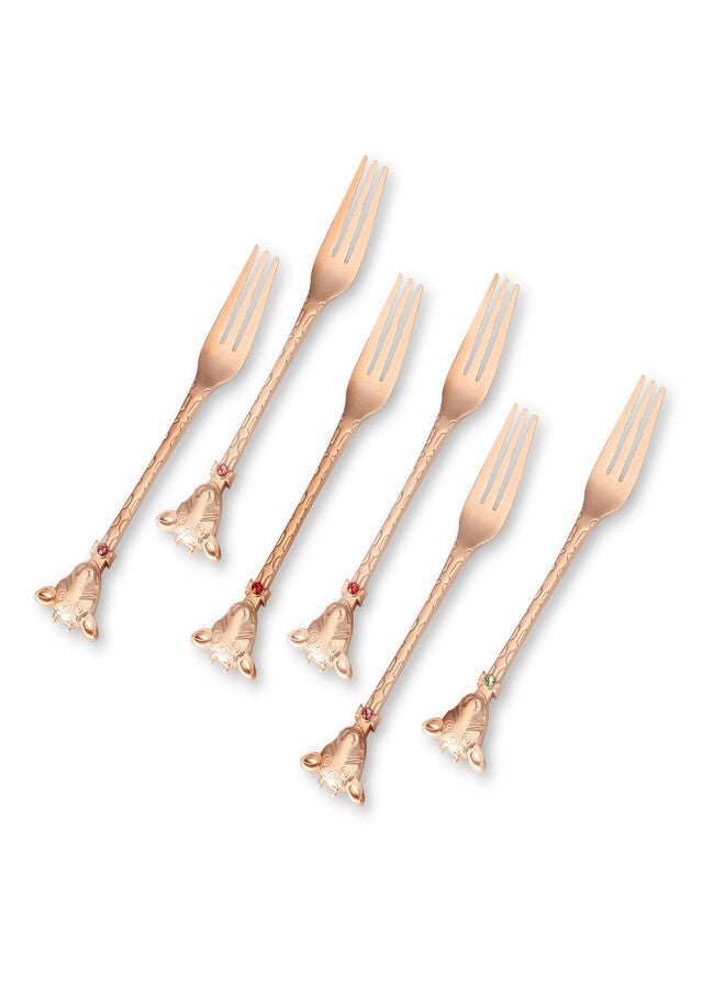 MERISH Set of 12 Stainless Steel Creative Tableware Dessert Spoon & Fork for Coffee,Sugar,Mixing,Tea,Stirring,Cake & Ice Cream,Stir bar Gold Set - Set of 6 Designer Spoons & 6 Designer Forks - Image 5