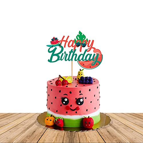 Festiko® Watermelon Summer Theme Birthday Party Decorations All In One Combo for Baby Boys/girls/Kids Supplies-6months/1st/One/(Banner/bunting,Swirls,Balloons,Cake Toppers,Cup Cake Topper,Ribbons)- 38 Pcs - Image 5