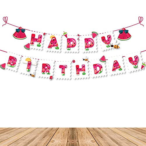 Festiko® Watermelon Summer Theme Birthday Party Decorations All In One Combo for Baby Boys/girls/Kids Supplies-6months/1st/One/(Banner/bunting,Swirls,Balloons,Cake Toppers,Cup Cake Topper,Ribbons)- 38 Pcs - Image 2
