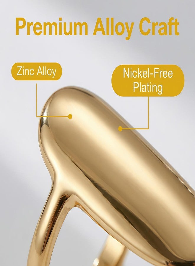 Elandy 6 PCS Wome Fashion Finger Nail Ring Golden Fingernail Protective Nail Cap Cover Ring Art Tip Cover Nail Metal Decoration For Wedding Travel Party Bar Club Get Together Events (Golden) - Image 4
