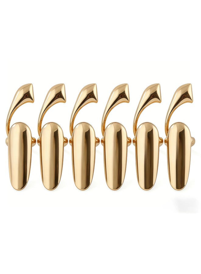 Elandy 6 PCS Wome Fashion Finger Nail Ring Golden Fingernail Protective Nail Cap Cover Ring Art Tip Cover Nail Metal Decoration For Wedding Travel Party Bar Club Get Together Events (Golden) - Image 1