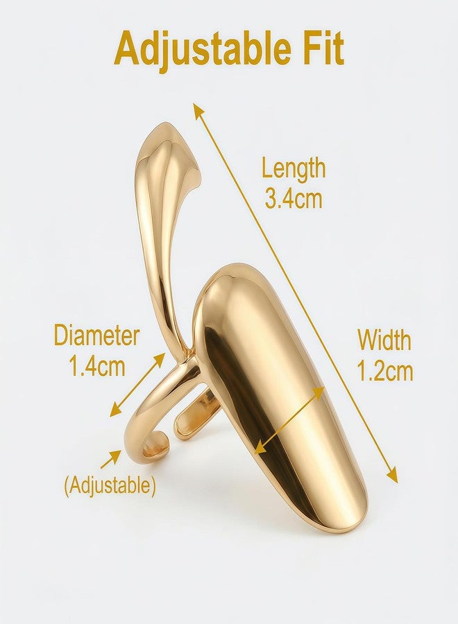 Elandy 6 PCS Wome Fashion Finger Nail Ring Golden Fingernail Protective Nail Cap Cover Ring Art Tip Cover Nail Metal Decoration For Wedding Travel Party Bar Club Get Together Events (Golden) - Image 2