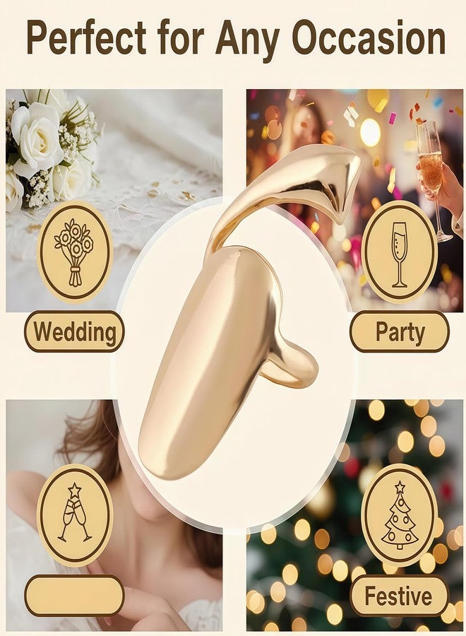 Elandy 6 PCS Wome Fashion Finger Nail Ring Golden Fingernail Protective Nail Cap Cover Ring Art Tip Cover Nail Metal Decoration For Wedding Travel Party Bar Club Get Together Events (Golden) - Image 5