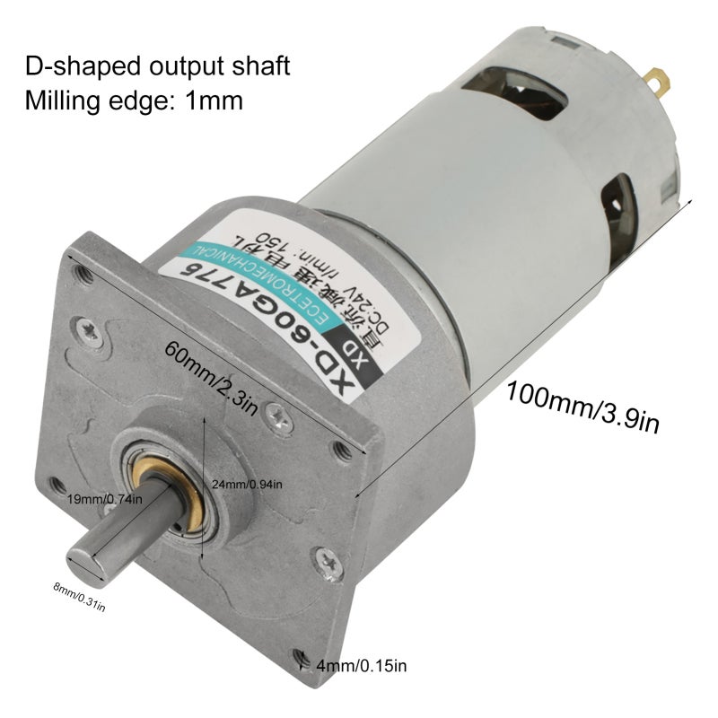 XD DC Gear Motor 35W 12V 24V Metal Gear Low Speed High Torque - Pure Copper Wire Coil Low Heat Loss for Home Office Automation - Image 2