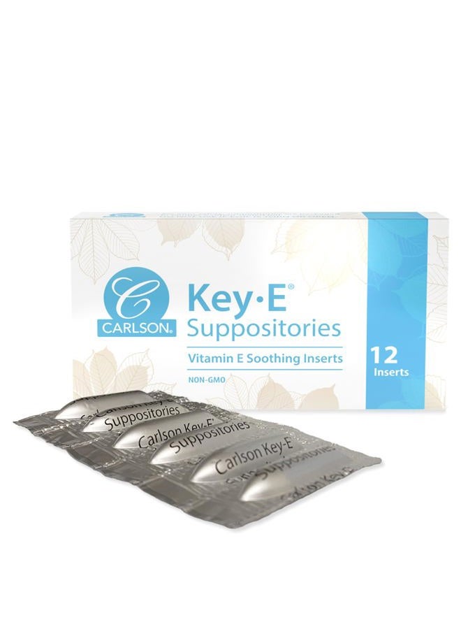 Carlson تحاميل كي-إي، ترطب المناطق الجافة، مهبلية/شرجية، فيتامين E، علبة تحتوي على 12 - Image 1