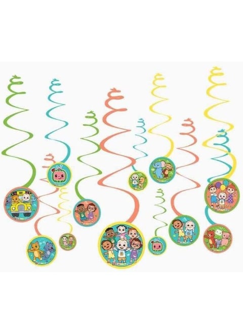 Cocomelon Spiral Decorations with 5in Cutouts Paper