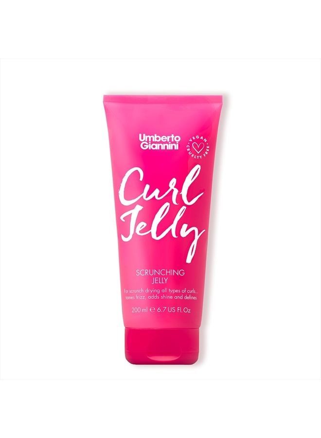 Umberto Giannini Curl Jelly Scrunching Jelly, Vegan & Cruelty Free Frizz Solution Gel for Curly or Wavy Hair, 200 ml - Image 1