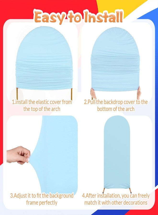 Mindsoft Fast Party Arch Backdrop Cover Set of 3 Racing Theme Arch Covers Spandex Stretch Backdrop Stand 4ft, 5ft, 6ft for Wedding Birthday Banquet Ceremony Decoration(Blue) - Image 4