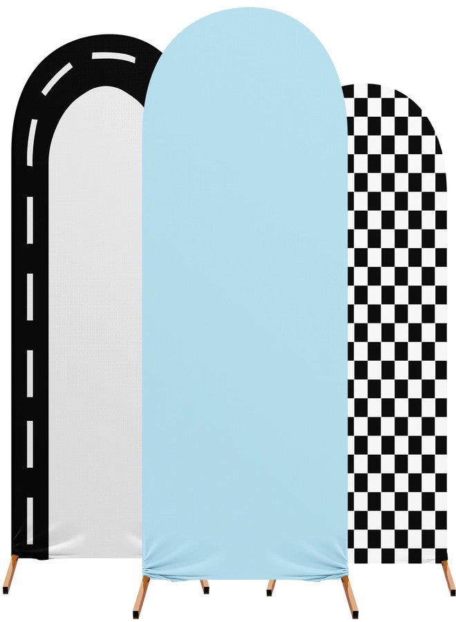 Mindsoft Fast Party Arch Backdrop Cover Set of 3 Racing Theme Arch Covers Spandex Stretch Backdrop Stand 4ft, 5ft, 6ft for Wedding Birthday Banquet Ceremony Decoration(Blue) - Image 1