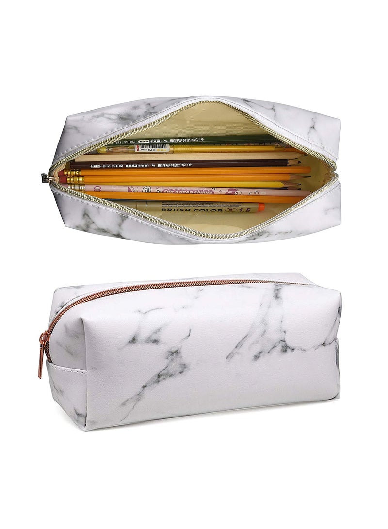 SYOSI 2 Pack Marble Pencil Case Big Capacity Pencil Bag Portable Office Stationery Makeup Bag School Supplies Suitable for Middle High School Girls Boys Teen Storage Organizer Gift  - Image 1