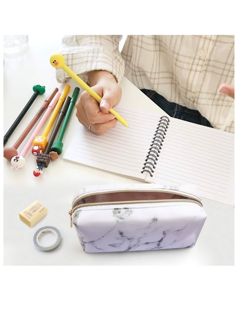 SYOSI 2 Pack Marble Pencil Case Big Capacity Pencil Bag Portable Office Stationery Makeup Bag School Supplies Suitable for Middle High School Girls Boys Teen Storage Organizer Gift  - Image 4