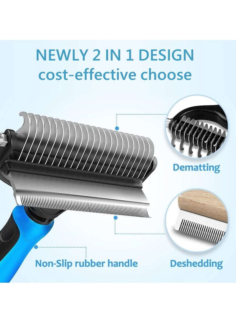 Beauenty Pet Grooming Brush,Pet Comb Professional 2-in-1 Dog Comb Cat Comb,Extra Wide Dog Grooming Brush,Pet Safe Grooming Tool,Medium And Long Haired Cats Dogs Brush For Shedding - Image 3