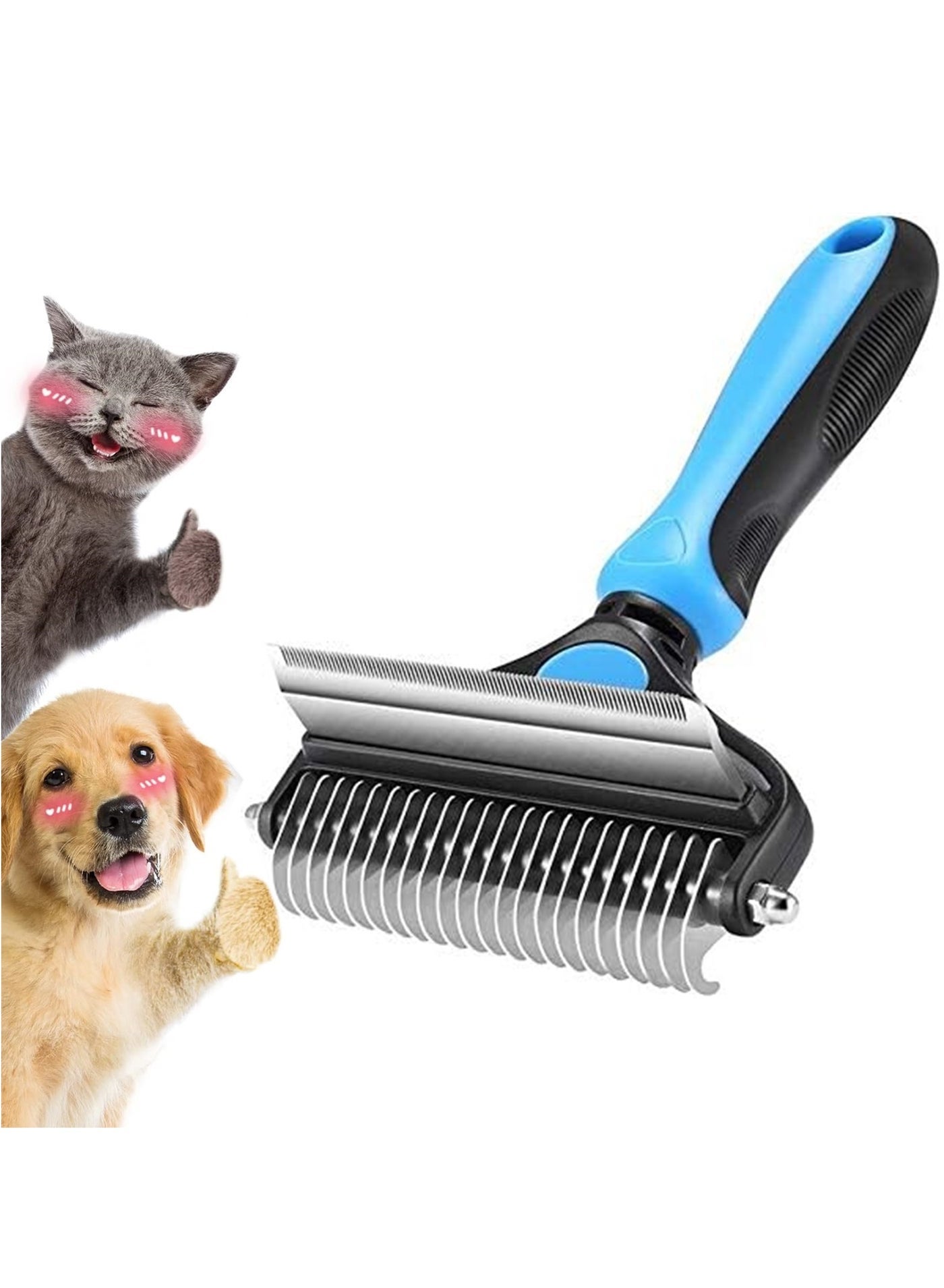 Beauenty Pet Grooming Brush,Pet Comb Professional 2-in-1 Dog Comb Cat Comb,Extra Wide Dog Grooming Brush,Pet Safe Grooming Tool,Medium And Long Haired Cats Dogs Brush For Shedding