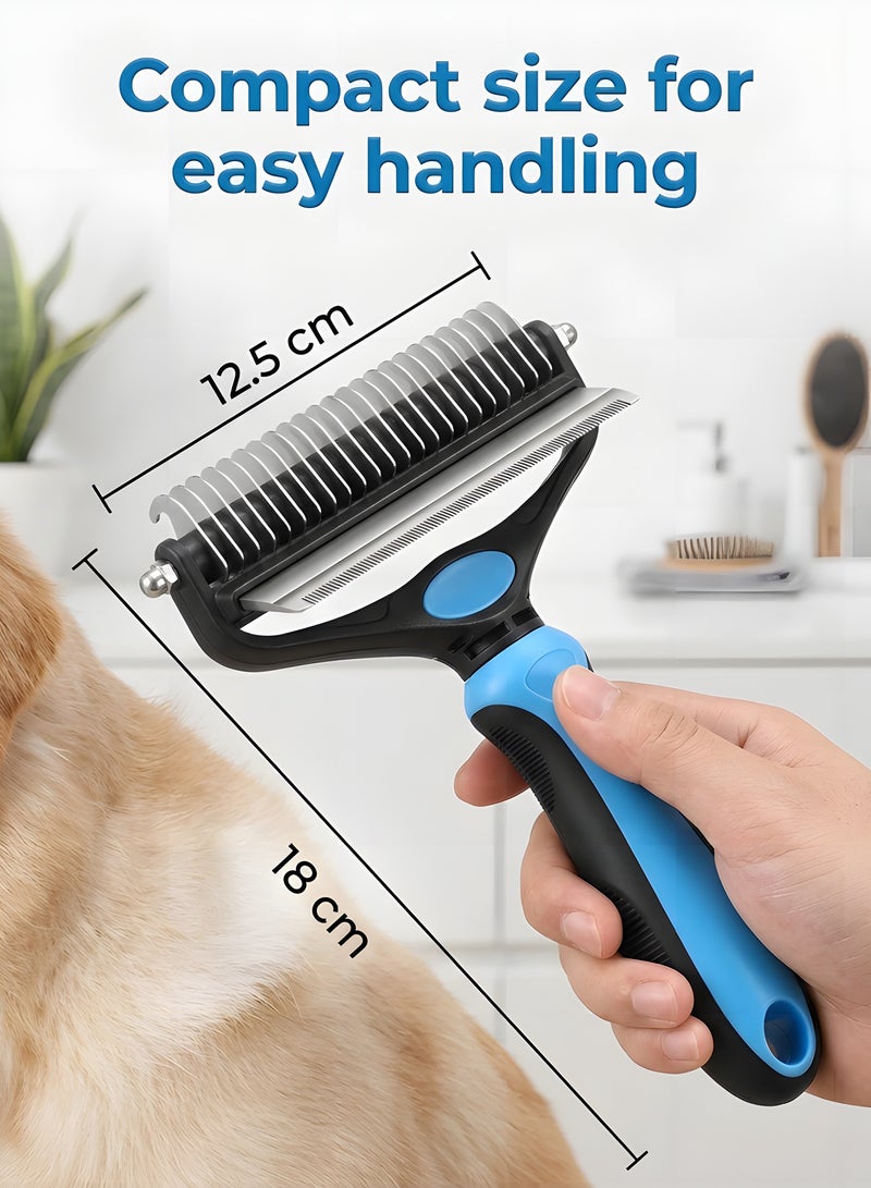 Beauenty Pet Grooming Brush,Pet Comb Professional 2-in-1 Dog Comb Cat Comb,Extra Wide Dog Grooming Brush,Pet Safe Grooming Tool,Medium And Long Haired Cats Dogs Brush For Shedding - Image 3